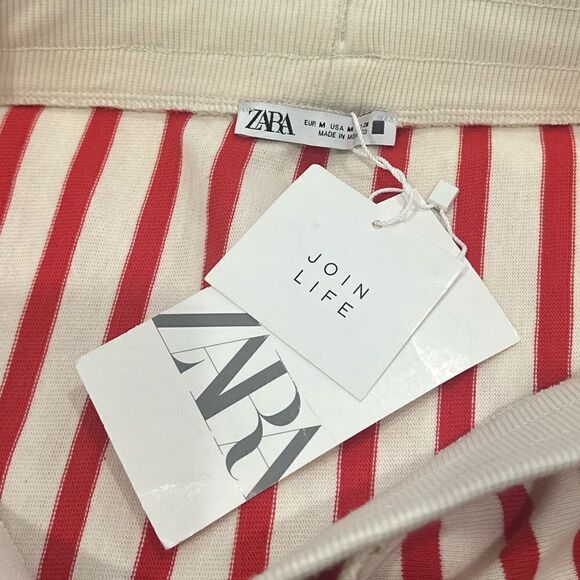NWT Zara Red and White Striped Drawstring Skirt - Picture 4 of 4